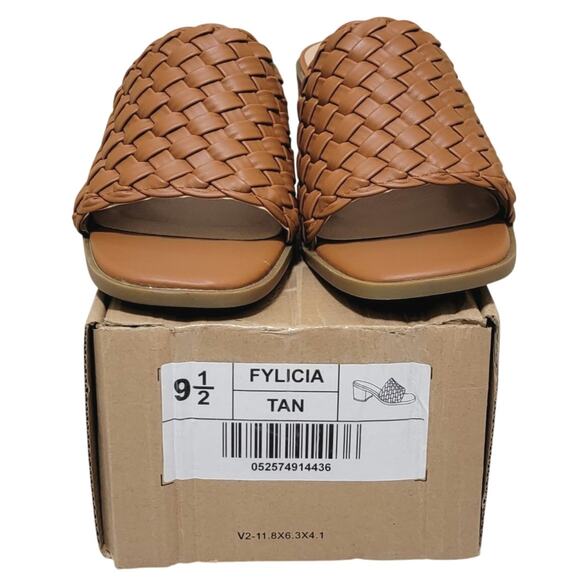 Journee Women Fylicia Block Heel Woven Slide Sandals Size US 9.5M Tan Brown - Picture 5 of 5